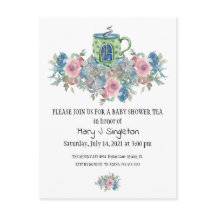 Watercolor Floral Baby Tea Convite de festas