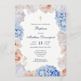 Watercolor Floral Baptism convite para rapaz e rap