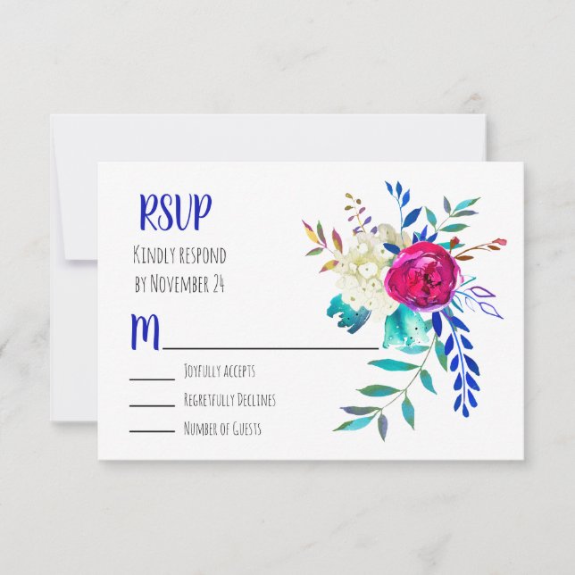 Watercolor Floral Boho Chic RSVP (Frente)