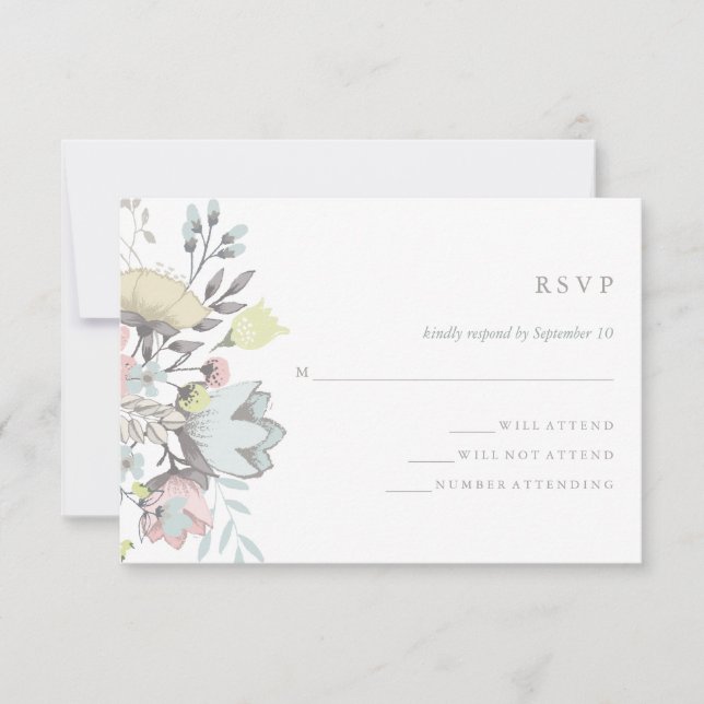 Watercolor Floral Botanical Wedding RSVP (Frente)