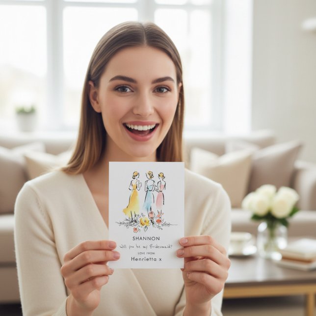 Watercolor Floral Bridesmaid Proposal Card (Criador carregado)