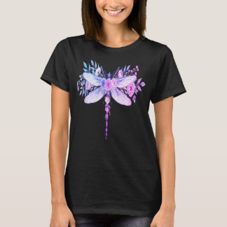 Watercolor Floral Dragonfly Art T-Shirt - Botanica