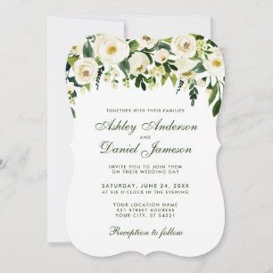 Watercolor Floral Green White Wedation Convite S
