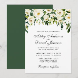 Watercolor Floral Green White Weditation Convite G