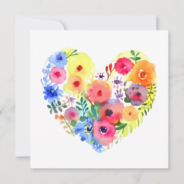 Watercolor Floral Heart Wreath (Frente)