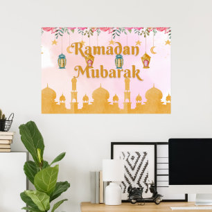 Watercolor Floral Lanternas Ramadan Mubarak Poster