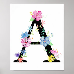 Watercolor Floral - Letra A Poster