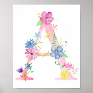 Watercolor Floral - Letra A Poster
