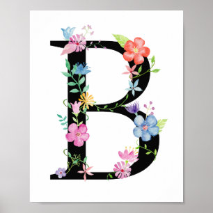 Watercolor Floral - Letra B Poster