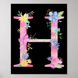Watercolor Floral - Letra H Poster