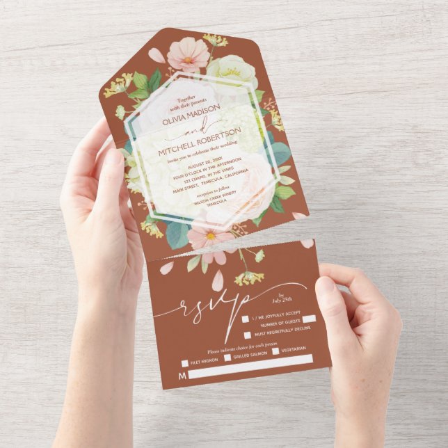 Watercolor Floral no Terracotta Wedding (Tearaway)