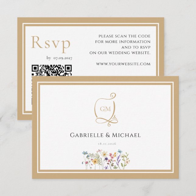 Watercolor Floral RSVP Wedding Enclosure Cards (Frente/Verso)