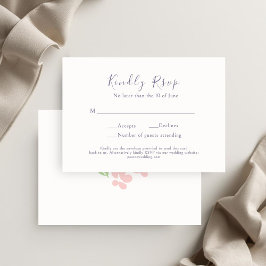 Watercolor Floral Script Wedding  RSVP Card