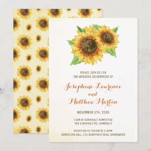 Watercolor Flores do Sol Convites De Casamento