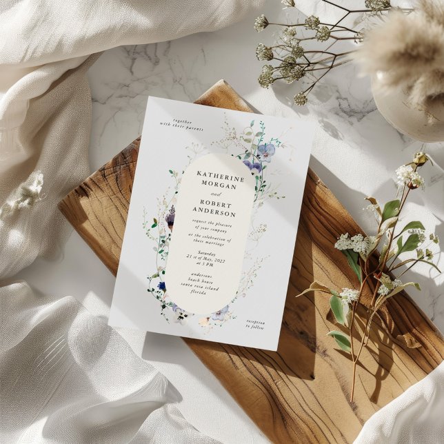 Watercolor Flores Selvagens Convite Para Casamento (Criador carregado)