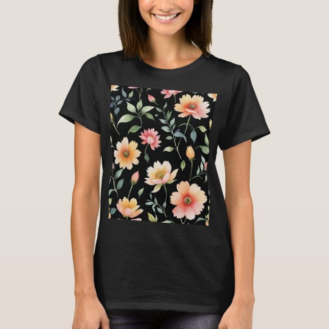 Watercolor Flowers T-shirt  (Frente)