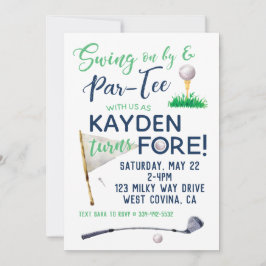 Watercolor FORE Golf Birthday Convite
