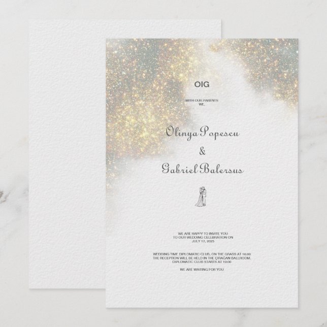 Watercolor Forma Convite Para Casamento De Largura (Frente/Verso)