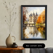 Watercolor French Castle Poster