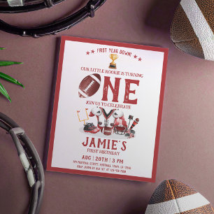 Watercolor Futebol Red Cheap 1º Aniversário Convit