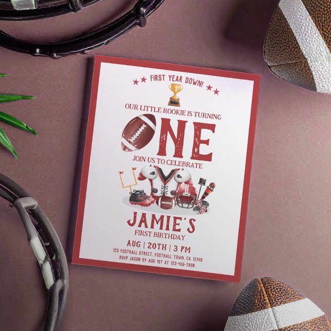 Watercolor Futebol Red Cheap 1º Aniversário Convit (Criador carregado)