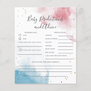 Watercolor Gender Reveal Baby Predictions Game