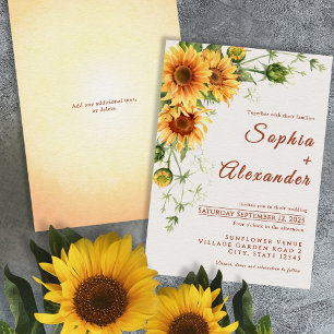 Watercolor Girassol Convite Para Casamento