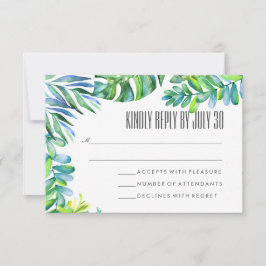 Watercolor Green deixa Greenery Wedding RSVP
