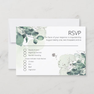 Watercolor Green deixa RSVP de Casamento Botânico