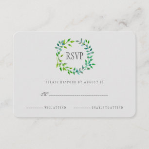 Watercolor Green Leaf Wreath   RSVP