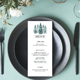 Watercolor Green Pine Spruce Trees Wedes MENU