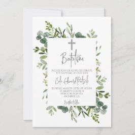 Watercolor Greenery Baptism Convite