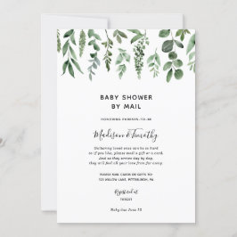 Watercolor Greenery Chá de fraldas por convite por