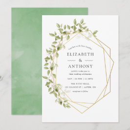 Watercolor Greenery Convite Geométrico para Casame