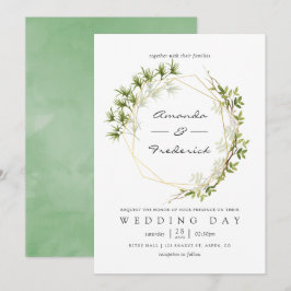 Watercolor Greenery Convite Geométrico para Casame