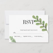 Watercolor Greenery deixa cartão RSVP de Casamento