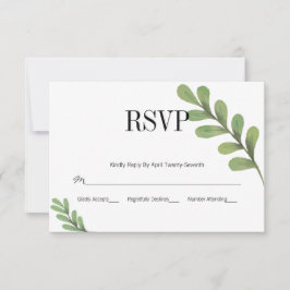Watercolor Greenery deixa cartão RSVP de Casamento