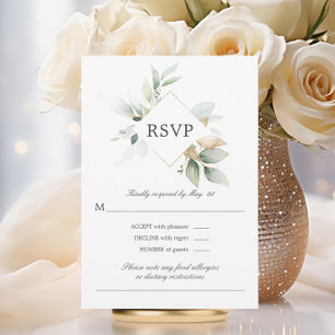 Watercolor Greenery Dourado Deixa Cartão RSVP Casa