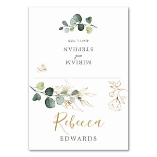 Watercolor Greenery Eucalyptus Dourado Cartão Plac