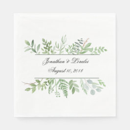 Watercolor Greenery guardanapos de casamento perso