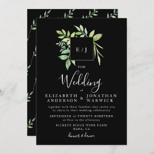 Watercolor Greenery Leaf Wreath Casamento Convite