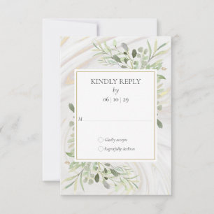 Watercolor Greenery Marble Swirl Wedding RSVP