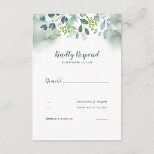 Watercolor Greenery Wedding RSVP