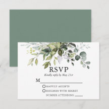 Watercolor Greenery Wedding Sage Green RSVP Card