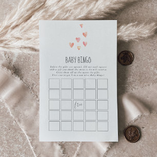 Watercolor Hearts Girl Baby Bingo Game