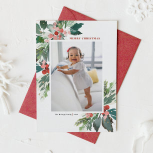 Watercolor Hollies Faux Dourado Foto de Natal Feli