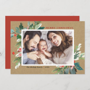 Watercolor Hollies Kraft Paper Foto de Natal