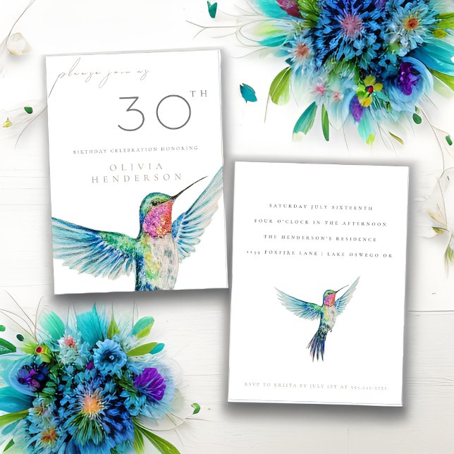Watercolor Hummingbird ANY Birthday Invance (Criador carregado)
