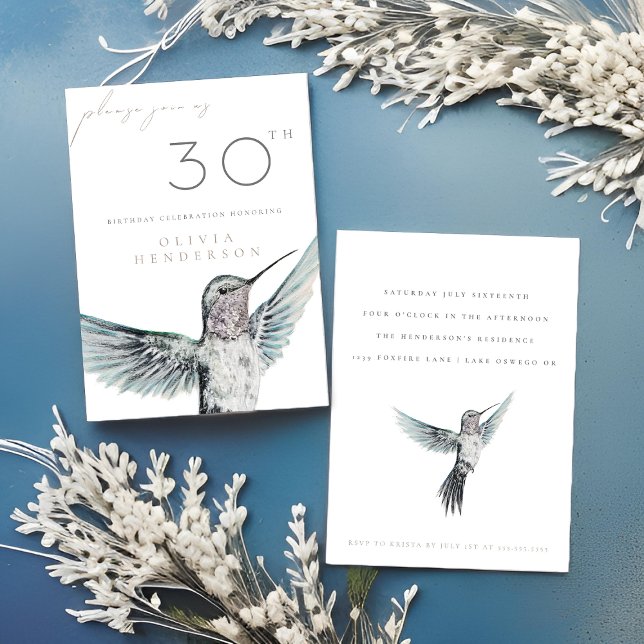 Watercolor Hummingbird ANY Birthday Invance (Criador carregado)