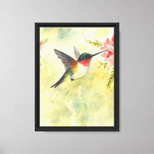 Watercolor Hummingbird Canvas Wall Art Impressão